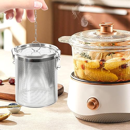 Miniatura 4 de Hemoton Infusor de bola de té de acero inoxidable, filtro de té de gran capacidad, colador de cocina, colador de condimentos con gancho de cadena