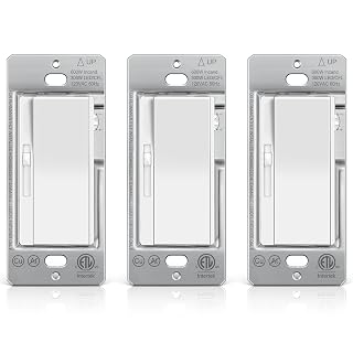 BESTTEN 3 Pack Slide Dimmer Light Switch, Quiet Rocker, Super Slim Single Pole or 3 Way Dimmable Switch, Max 300W LED, CFL, 600W Incandescent, ETL Listed, White - Amazon product rated Grade A