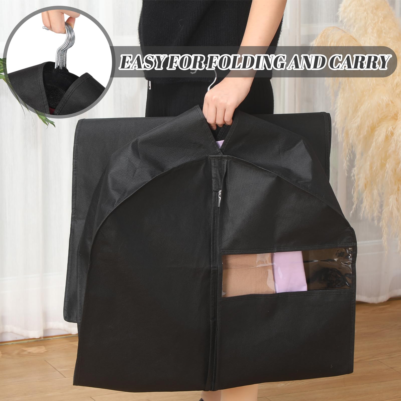 2 bolsas de ropa reforzadas de 10 pulgadas para colgar ropa, bolsas de vestir para vestidos, armarios largos, fundas de ropa impermeables, cubierta de vestido de boda, protector de ropa de
