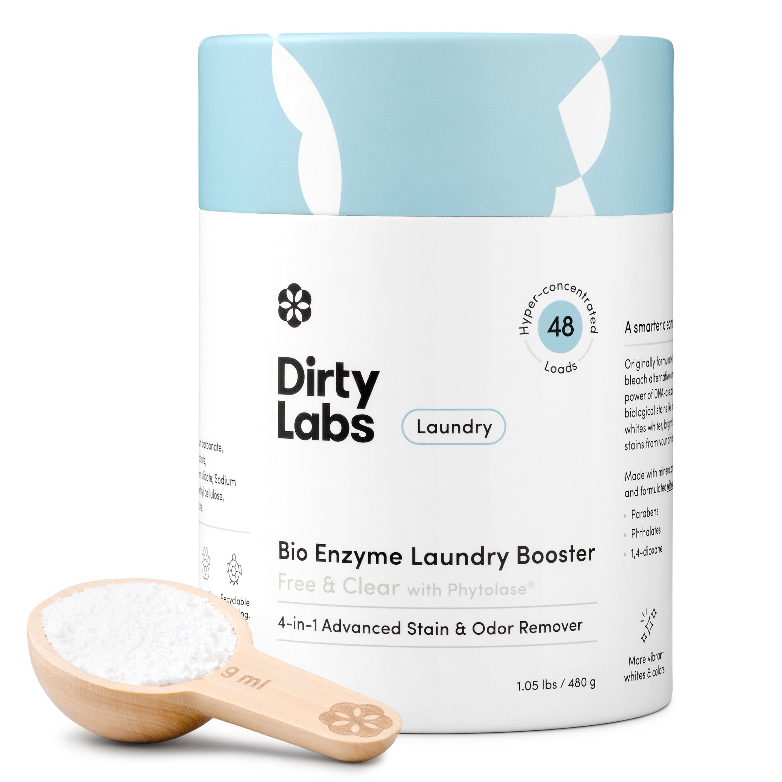 Dirty Labs Duftfrei | BioEnzymWäschebooster | 48 Waschladungen (0,5 kg) | Hyperkonzentriert | Hocheffiziente und StandardMaschinenwäsche | Ungiftig, biologisch abbaubar | Enzyme Booster zur