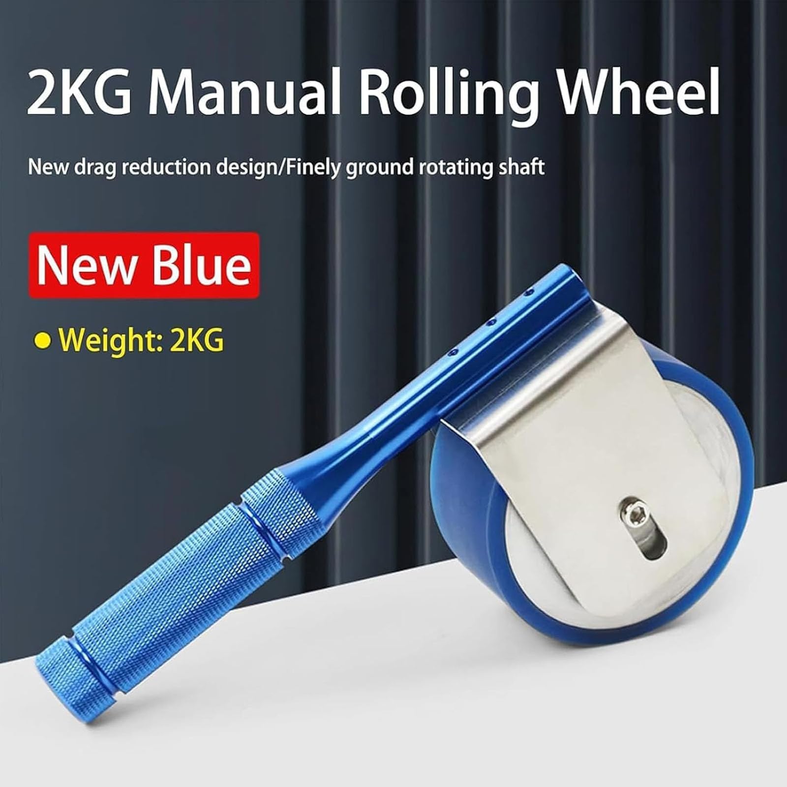 Herramienta de Prueba de Adhesión con Rodillo Manual, Rodillo Estándar 2kg | Rodillo de Presión Probador de Adhesión de Cinta, Caucho PU & Mango Antideslizante, Para Suelo Vinílico Papel Pintado(blue)