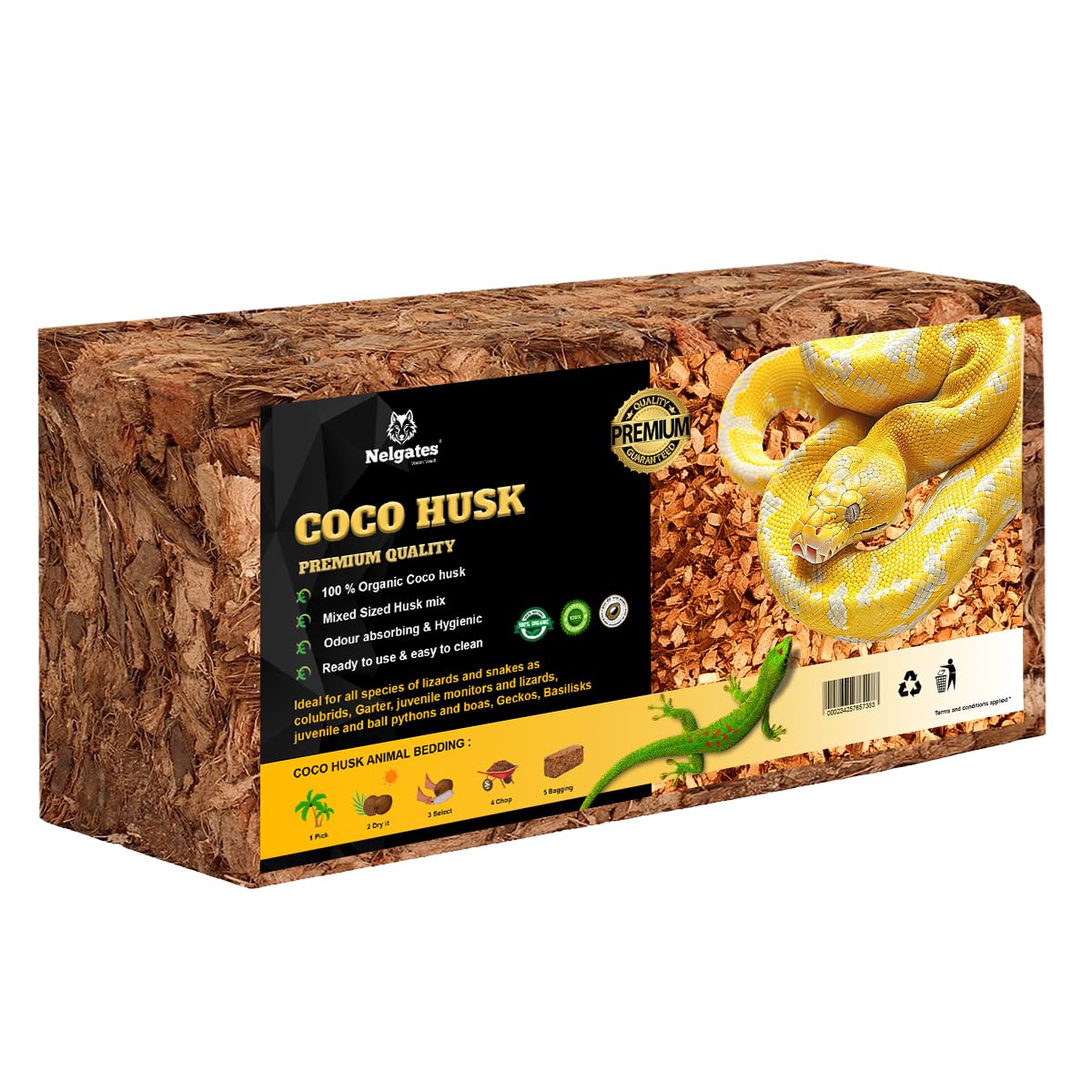 Reptile Coconut chip Bedding 650g Organic Coco Husk Block for Snake Habitat, Ball Python Terrarium,Tortoise Enclosure-picture-30