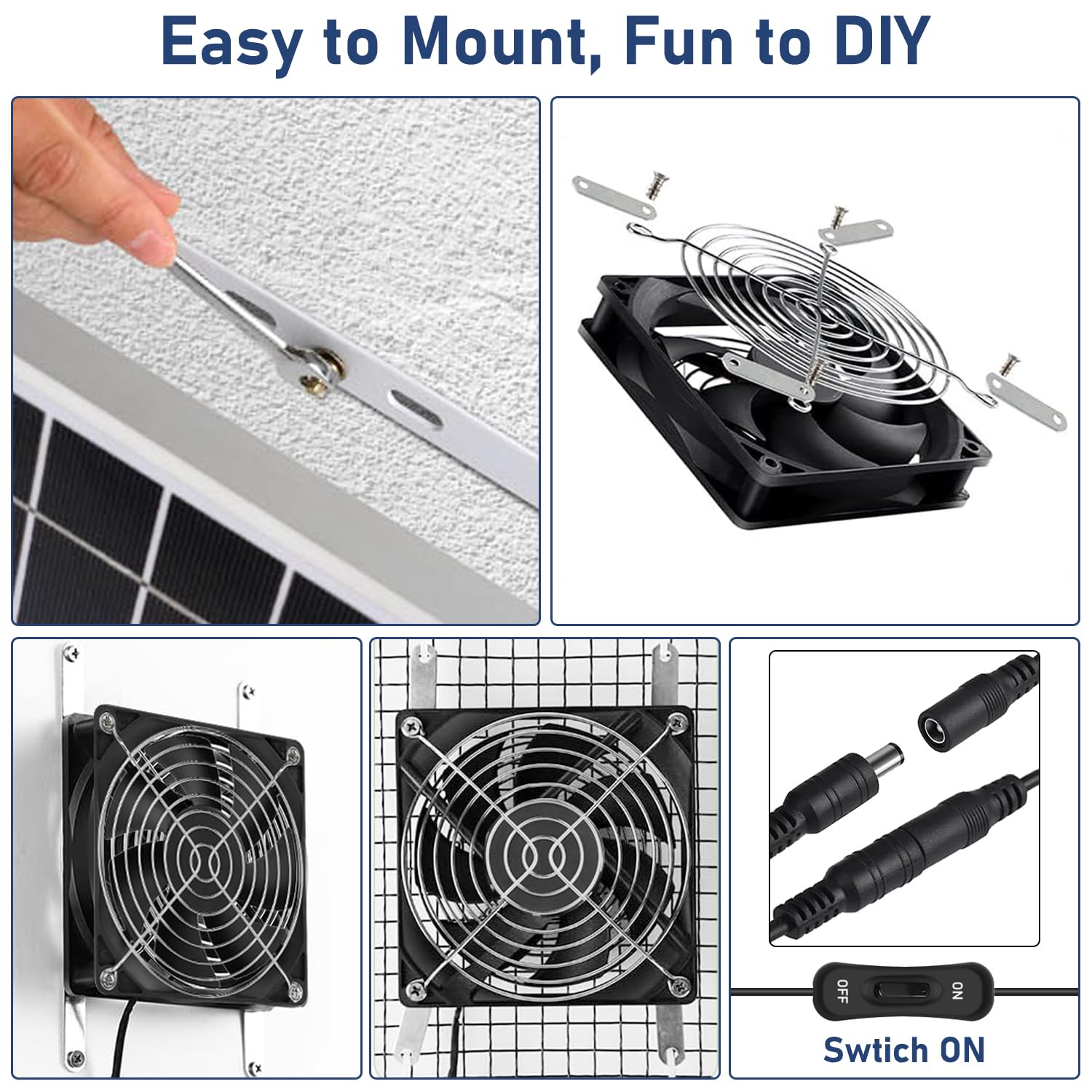 Kit di ventilatore ad energia solare da 17,72 pollici IPX7 a prova di intemperie, pannello solare da 22 W con 2 ventilatori impermeabili, ventilatore ad aspirazione o scarico per esterni