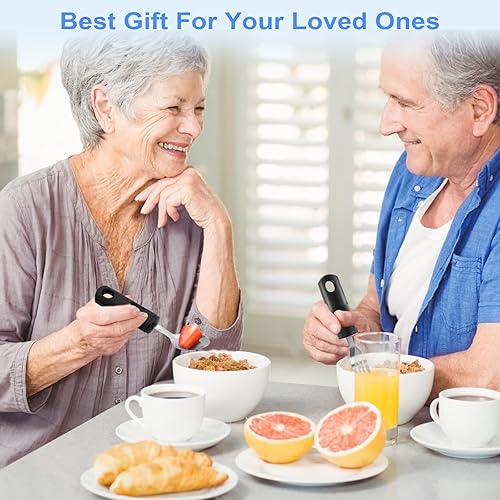 Miniatura 7 de Utensilios adaptativos, utensilios con peso para temblores de manos, utensilios para pacientes con Parkinson, ancianos, artritis, agarre débil.