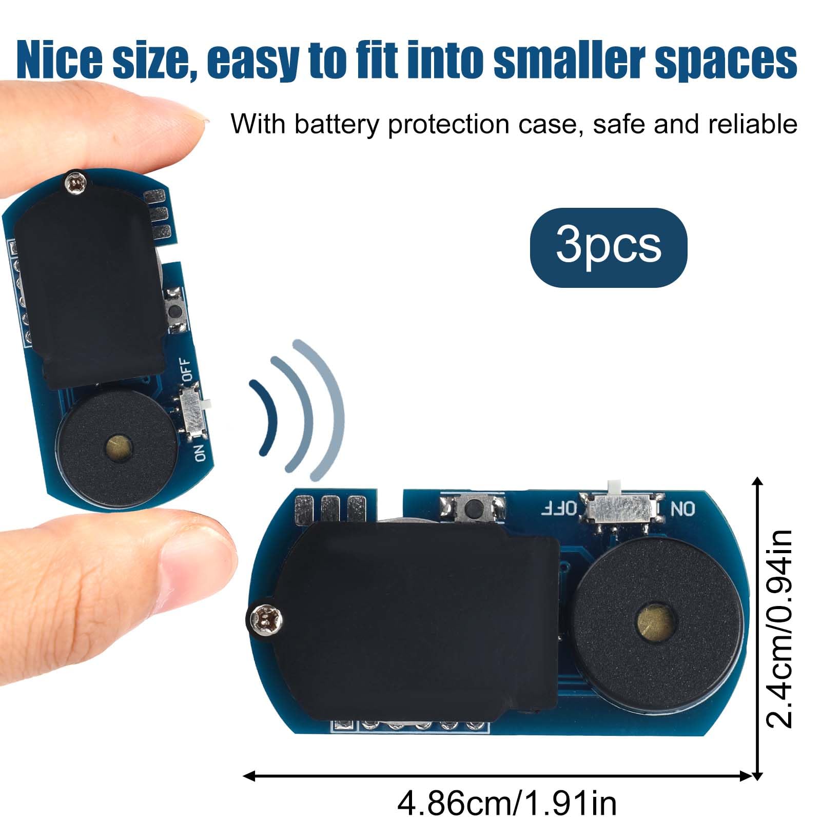 BTFO 3pcs Prank Cricket Noise Maker, Semi-Circular Shape Design with 16 Sounds Beeping Chirping Hidden Annoyatron Device for Party Office Home School Kids Adults Toy Gag Trick Gift Items Stuff(Blue) - Image 2