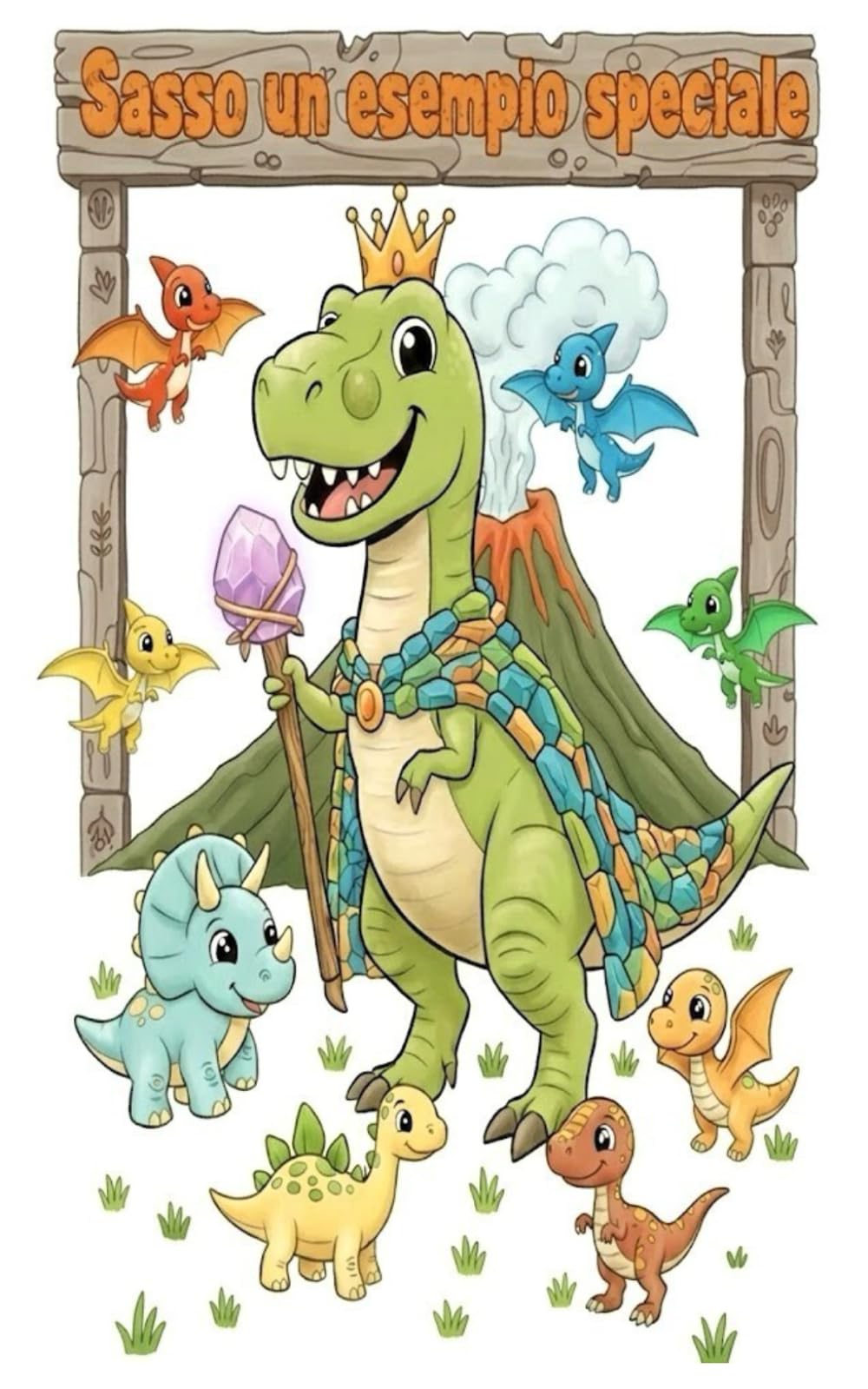 Sasso un esempio speciale: Libro da colorare sulla gentilezza e l'amicizia per bambini 3-6 anni. Un viaggio educativo con rime e disegni di dinosauri.