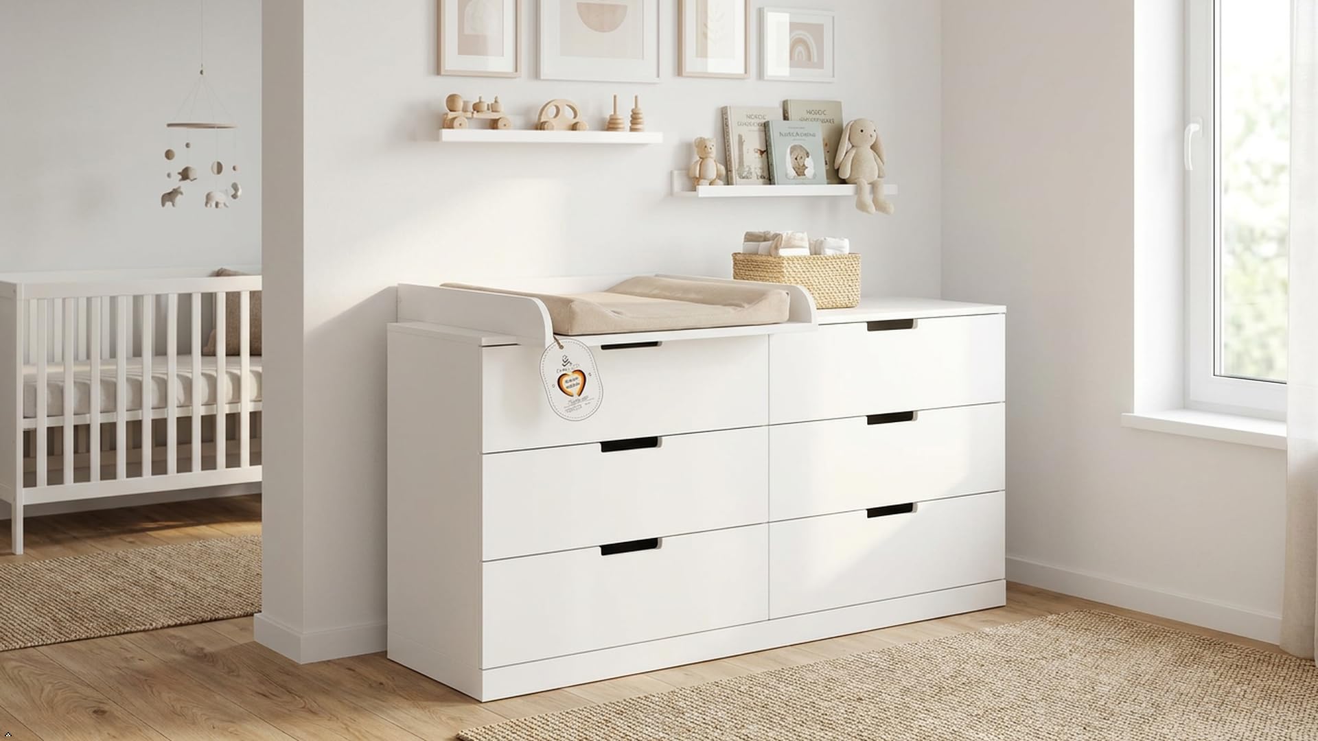 Shefa Kids 800 - Cambiador universal compatible con cómodas Malm, Hemnes y Nordli, color blanco