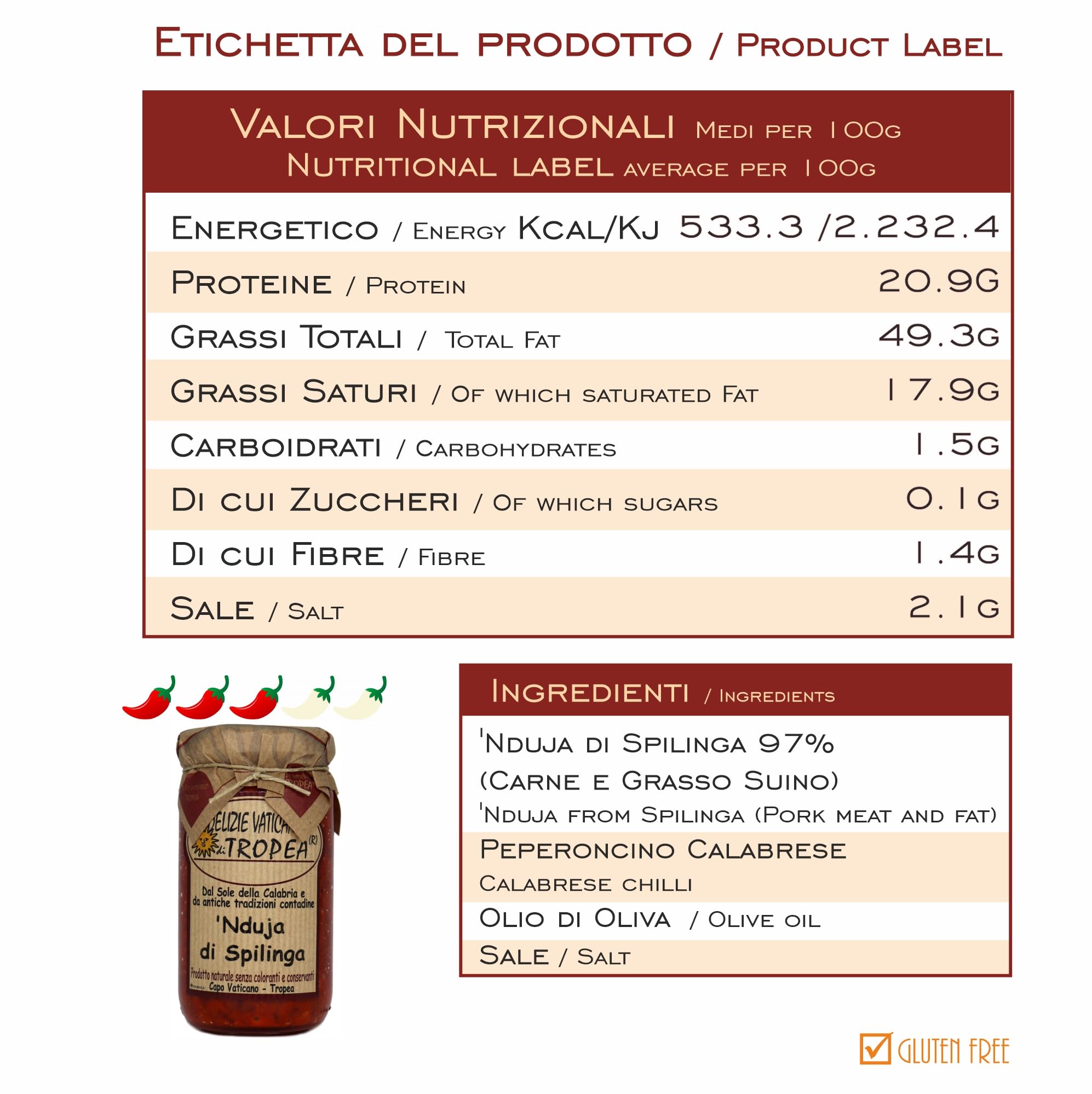 'Nduja di Spilinga 180g | Salchichón Calabrese Picante y Untable | Salami Italiano Artesanal – Delicatessen Gourmet | Auténtica Cocina Calabresa por Delizie Vaticane di Tropea