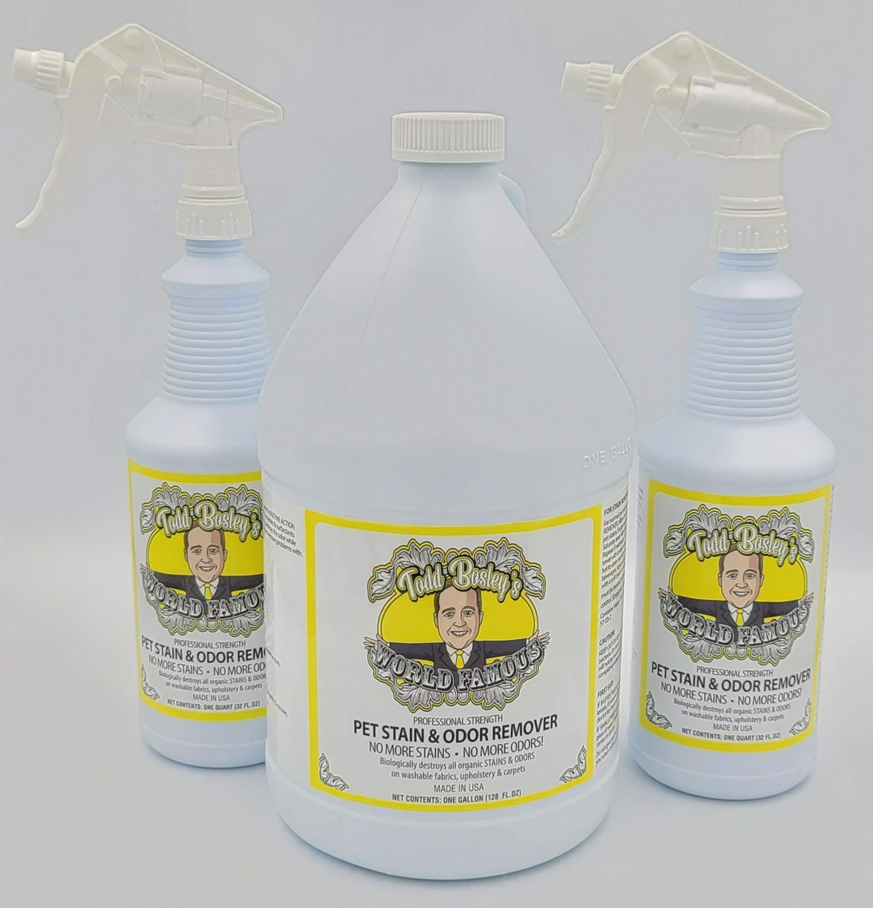 Todd Bosley's World Famous Pro Strength Pet Stain & Odor Remover - 1 Gallon & 3 Quarts - Powerful Enzymes That Remove The Odor Completely, Not Mask It, Leaving An Incredibly Pleasant Scent Behind!