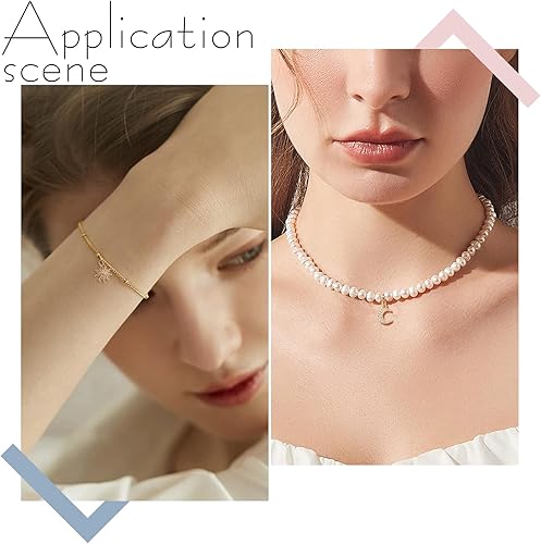 Miniatura 5 de Beebeecraft 12 dijes chapados en oro de 18 quilates de 3 estilos con circonita cúbica con anillo de salto para hacer pulseras, collares, aretes, 12