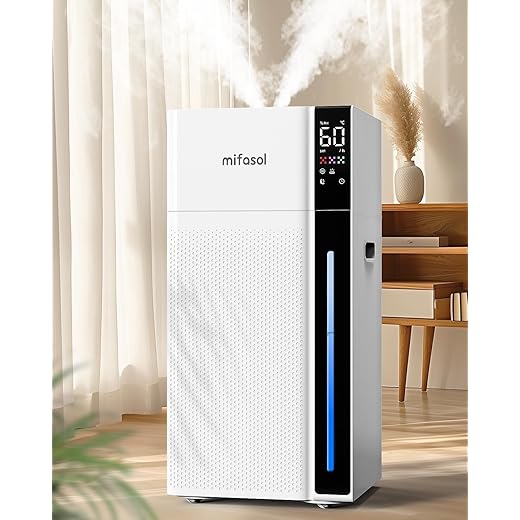 Mifasol Humidifier Large Room, 5.3Gal/20L Large Humidifiers for Home 1500 sq ft, Cool Mist Humidifiers for Bedroom, Whole House Humidifiers for Large Room Plants Office, White