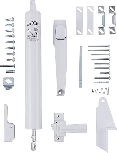 Wright Products Lanai Kit de Herrajes para Puerta Mosquitera Resistente a la Corrosión – Cierre Neumático con Pestillo de Botón Pulsador, Sin