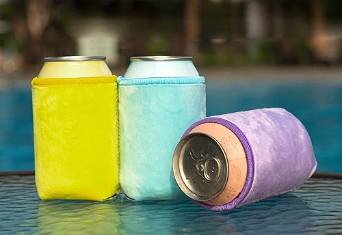 Miniatura 7 de Enfriadores de latas de cerveza en blanco de piel sintética, fundas de neopreno aisladas de felpa suave, proyectos de vinilo HTV para bodas,