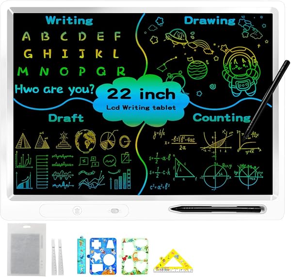 surekuo LCD schreibtafel kinder 22 zoll bunte lcd schreibtafel 2 Stiften und Verstellbarem Ständer, Ist Ein Pädagogisches Lernspielzeug Für Im Alter Von 3-12 Weihnachtsgeschenke - 1