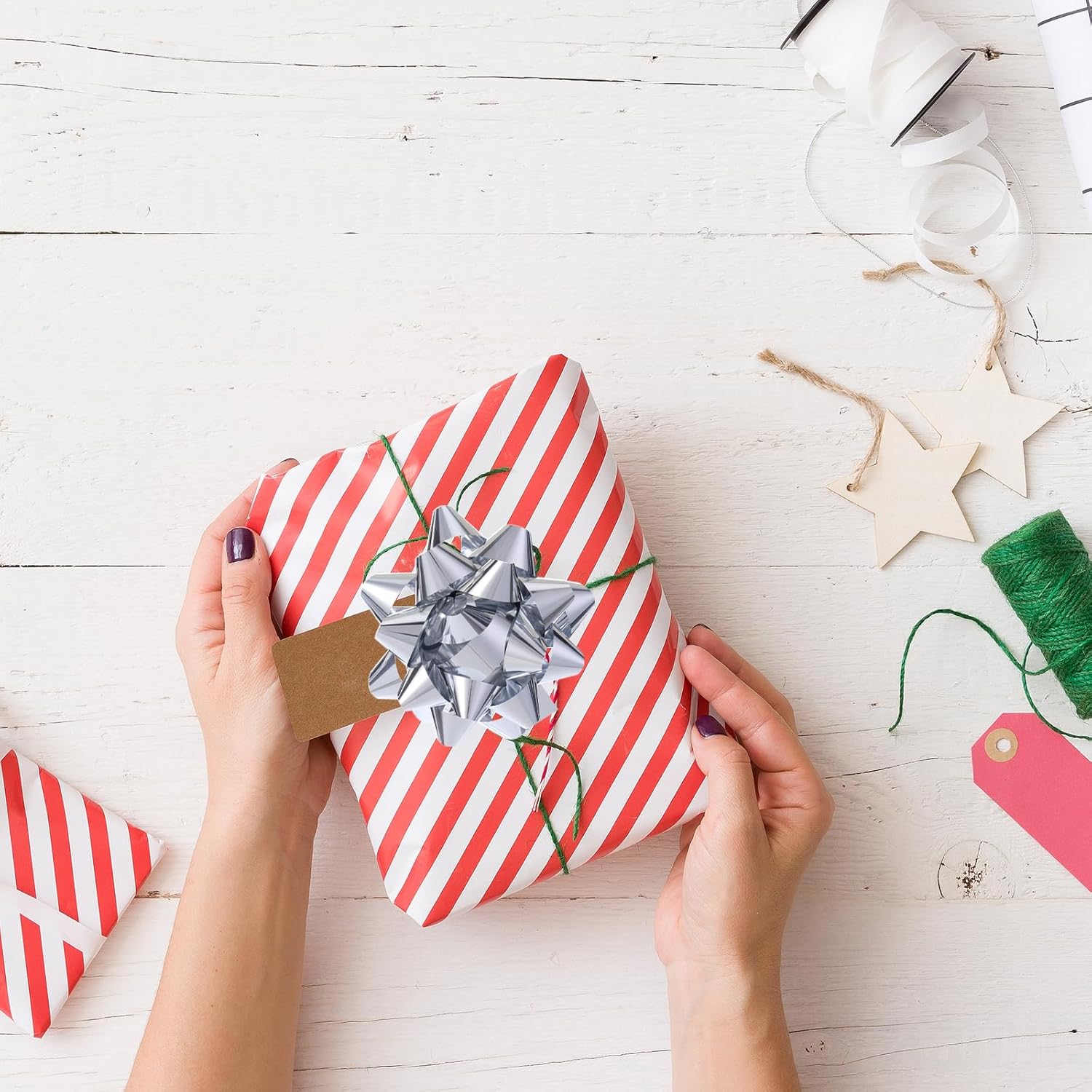 24 Large Gift Bows,3.5 inches, Bows for Gift Wrapping and Presents,Christmas Bows,for Parties, Birthdays, Weddings or Other Holidays. (Silver) - Image 5