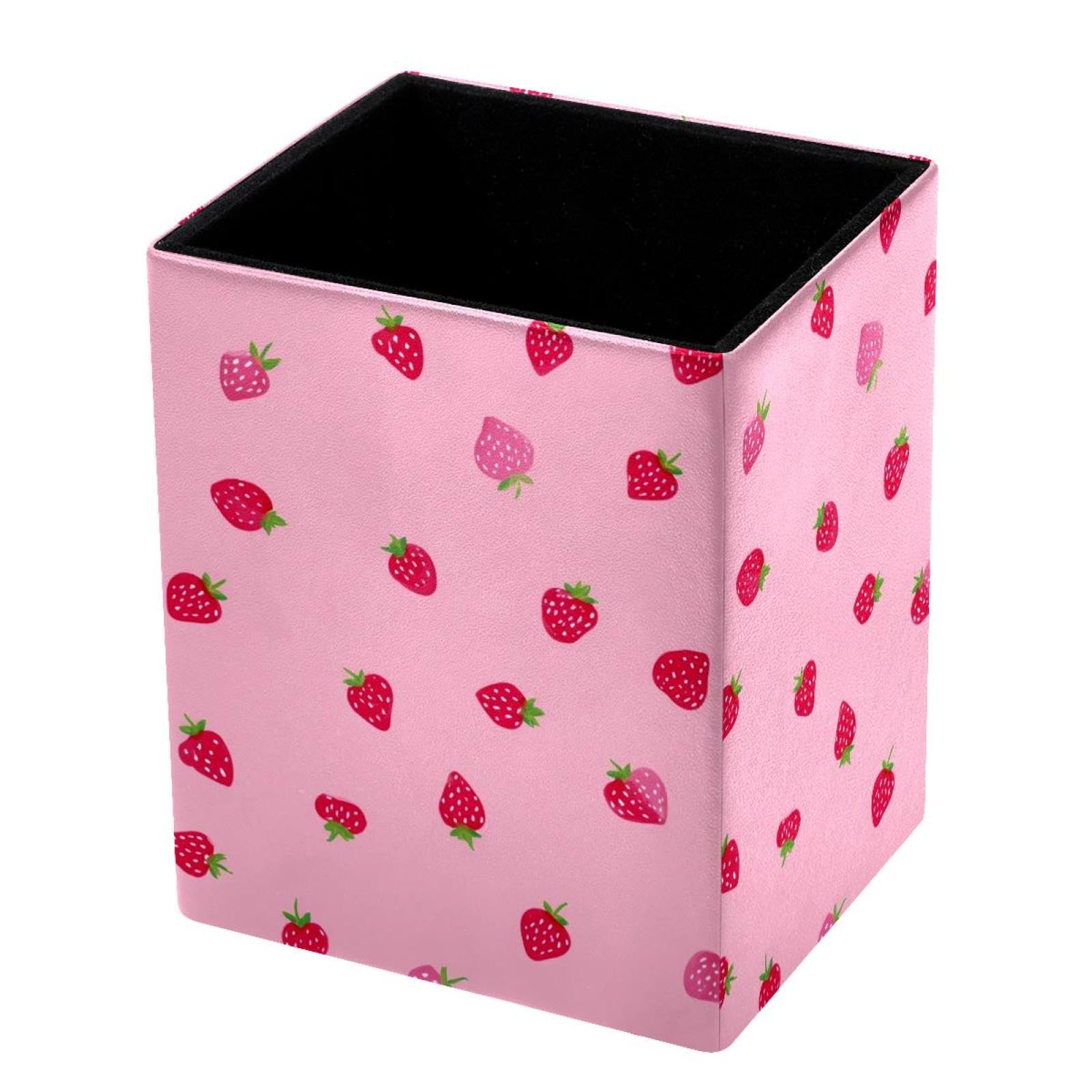 VAPOKF Pencil Holders for Desk, Strawberry Printed Pen Holders Pen Pot Makeup Brushes Storage Desktop Stationery Supplies Organiser for Home Office