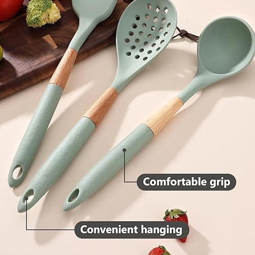Miniatura 4 de Juego de utensilios de cocina de silicona, 7 piezas con soporte giratorio, esenciales de cocina resistentes al calor, utensilios de cocina para