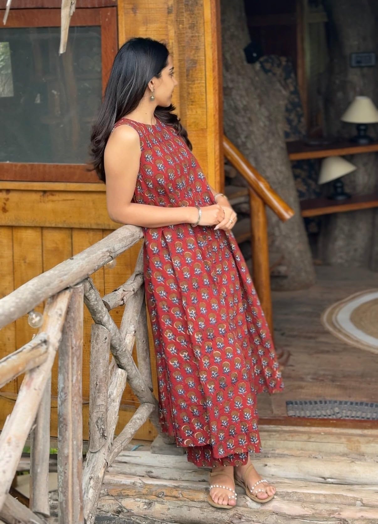 ANNI Designer Ensemble de coordination ethnique pour femme | Ensemble de pantalons Kurta | Ensemble Palazzo Kurta | Ensemble élégant en coton pour femme, coordonnées pour les festivals