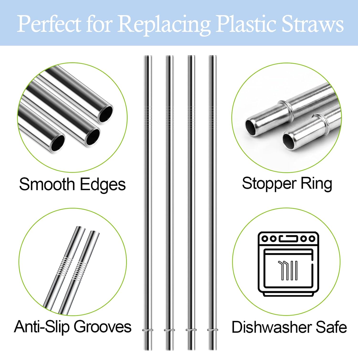 10.5 Inch Stainless Steel Straws Replacement for Starbucks Cup Venti 24 oz