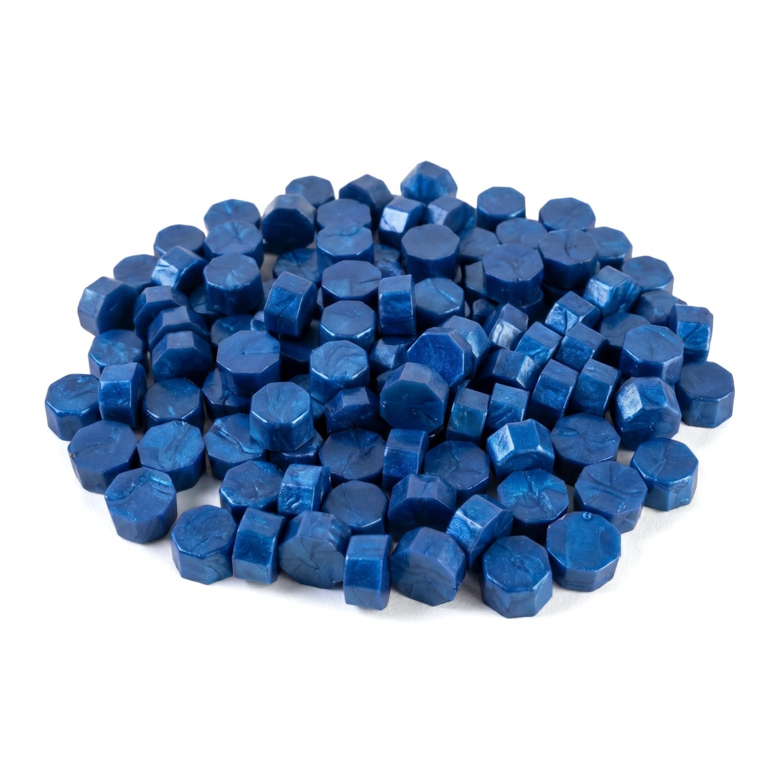 Pack of 100 Sealing Wax Beads Metallic Wax Seal Wax Octagonal for Sealing Stamps, Letters, Envelopes, Sealing Decoration (Sea Blue)