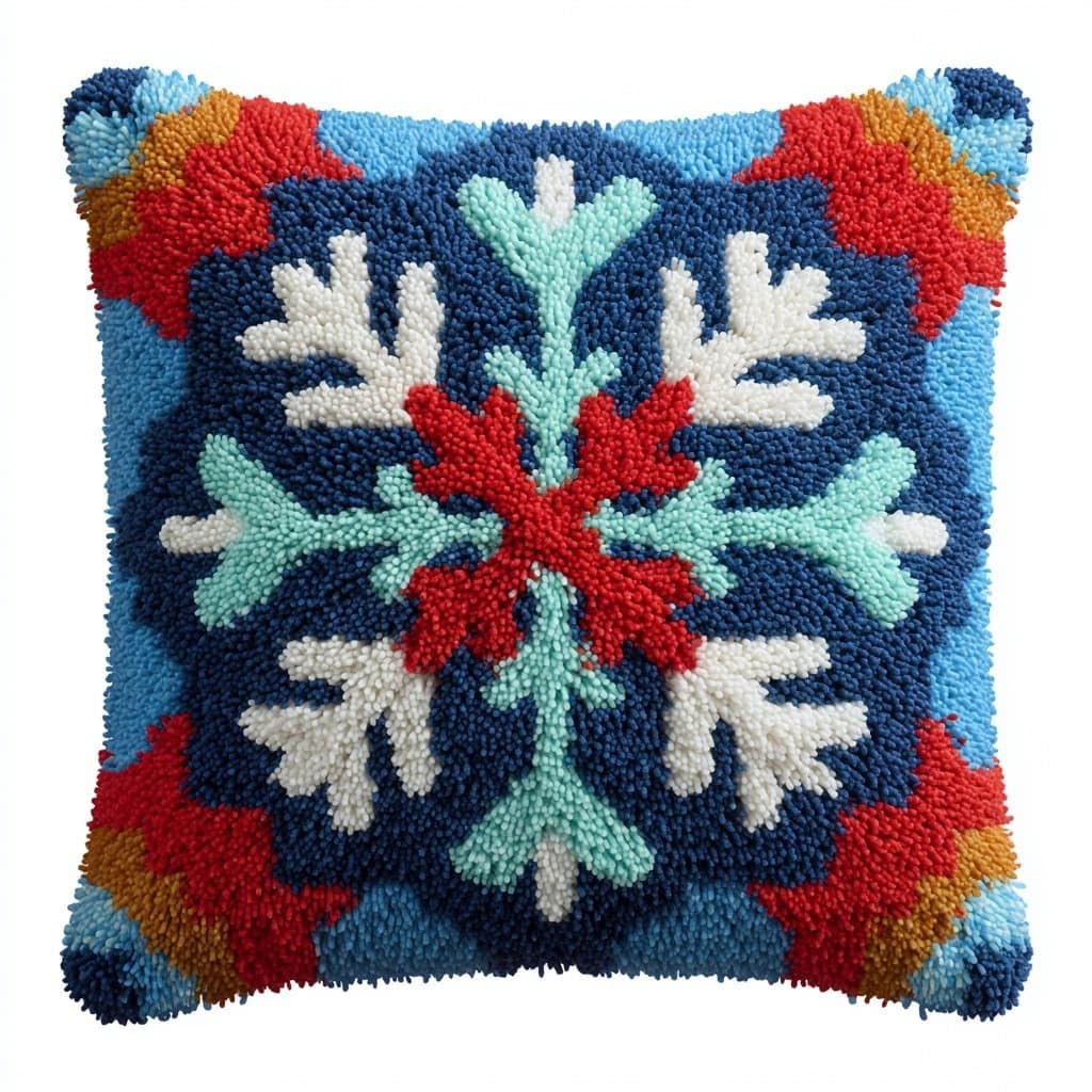 Henypt DIY Latch Hook Kits Cushions Pillow, Snowflake