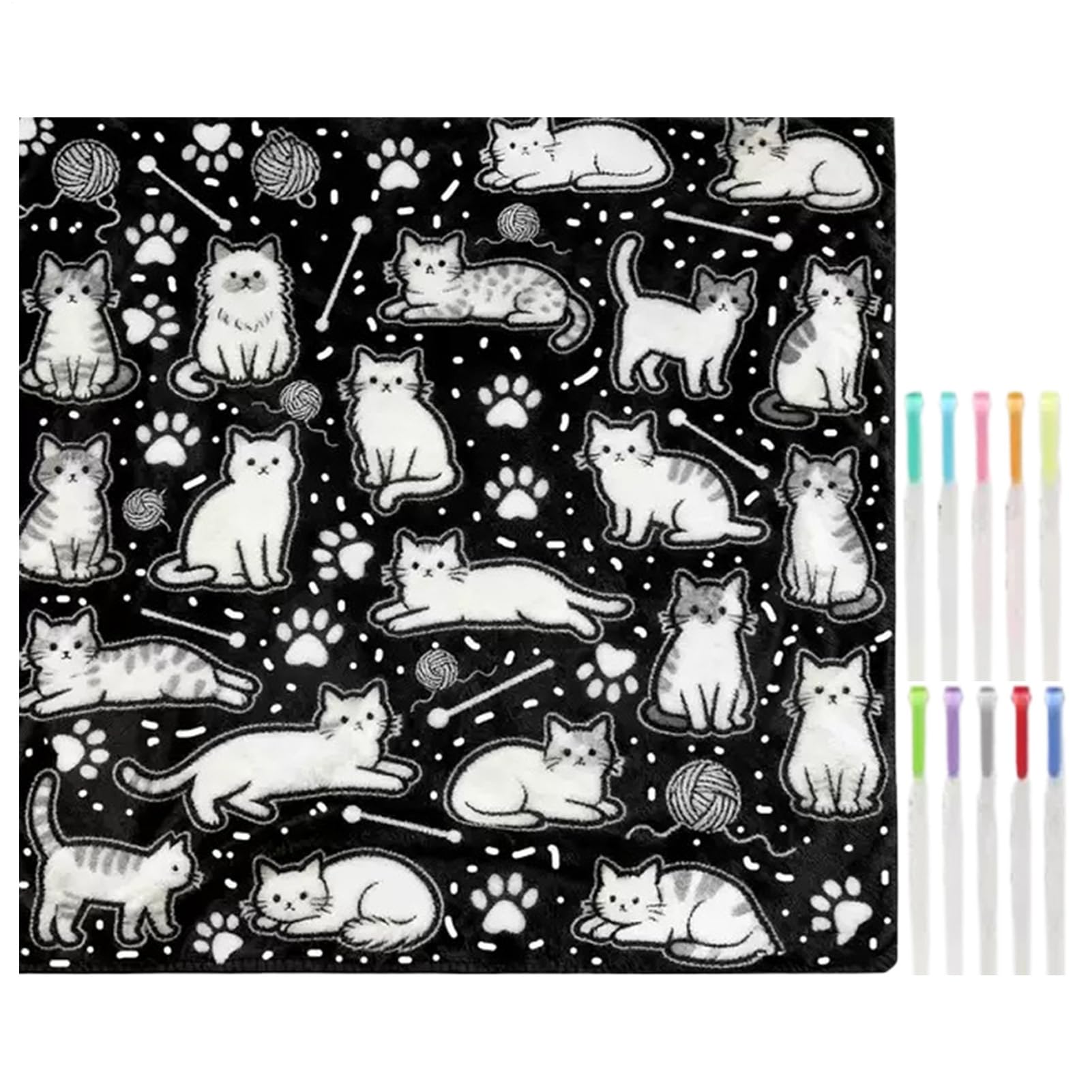 Generico Koc do kolorowania DIY, 145 x 120 cm zmywalny DIY śliczne zwierzęta, polarowy koc z doodle art, do salonu sypialni na sofę biuro chłopcy dorośli urodziny
