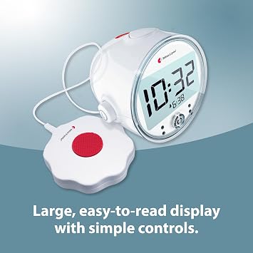 Vibrating Alarm Clock Bed Shaker with LED Flash Alert for Hard of Hearing | Features Backup Battery, Multiple Alarm Settings, and Adjustable Vibration for Dependable Wake-Up Notifications Every day.