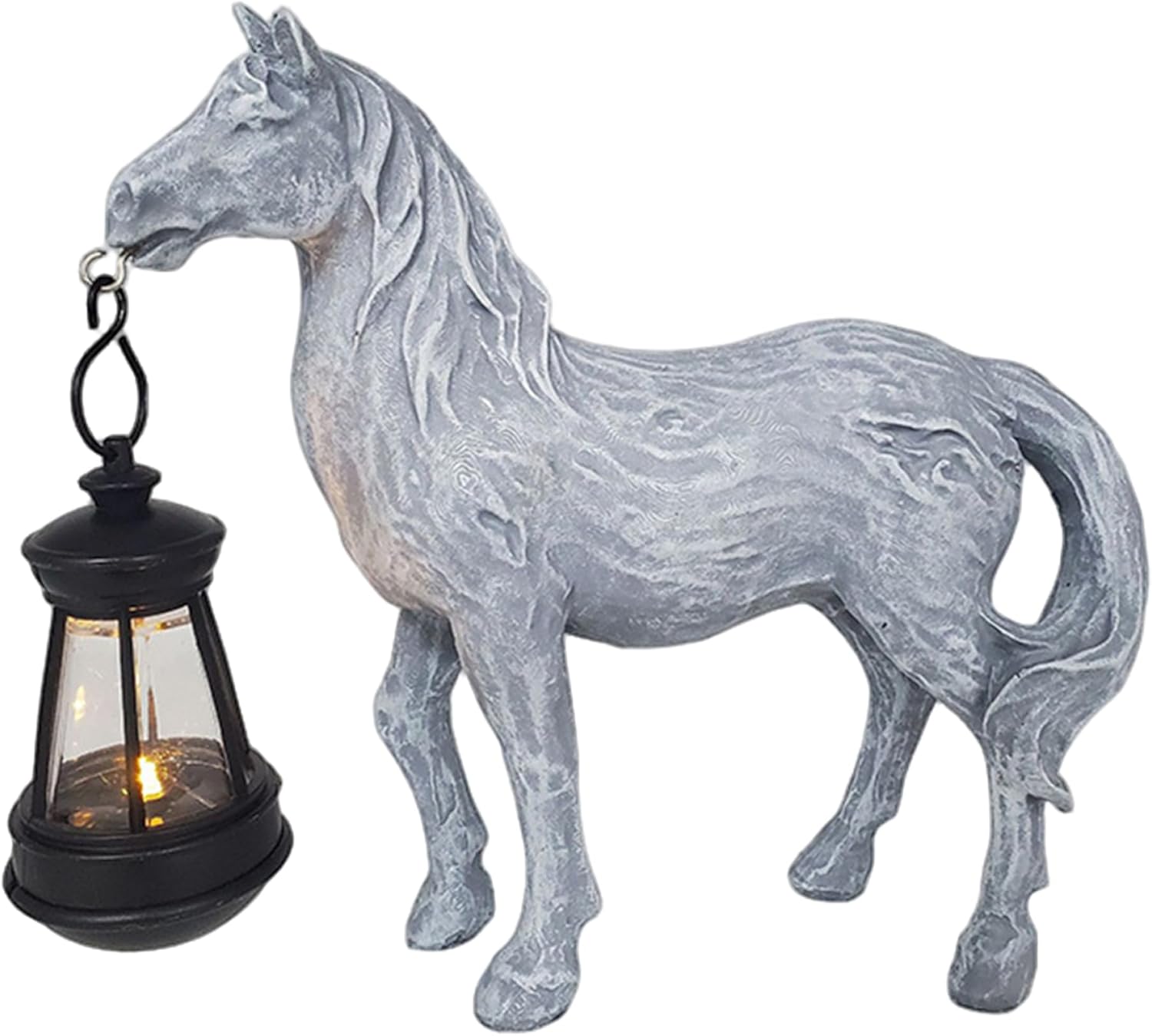 Garden Statues Horse with Solar Lantern Outdoor Whimsical Resin Horse Statue Decorations for Patio Yard Lawn, Garden Statue Deals, Decor