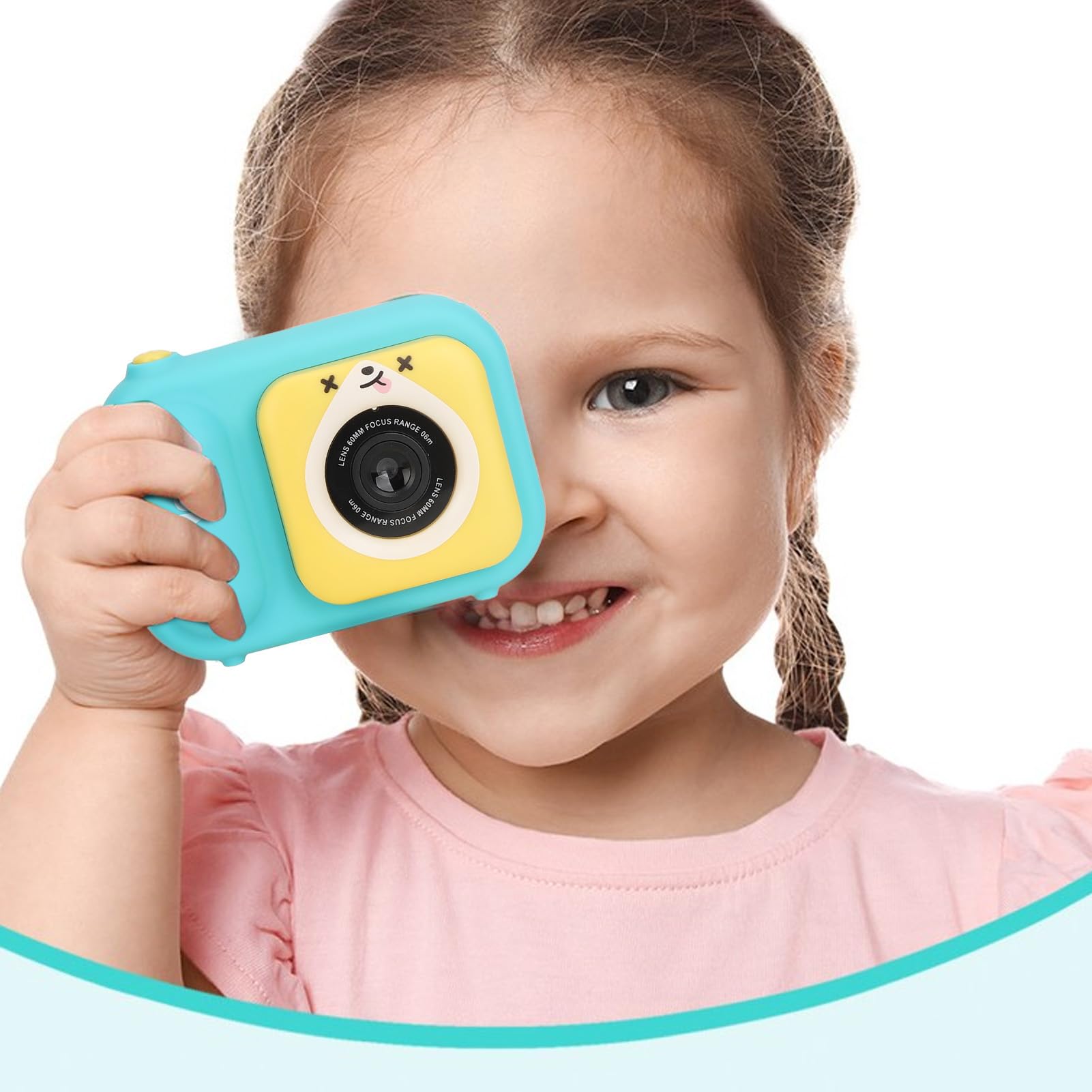 Niebieska Kamera dla Dzieci 48 MP z Podwójnym Obiektywem, 2,4-calowy Ekran IPS, Akumulator 600 MAh ze Statywem, Kamera Wideo do Selfie dla Dzieci w Wieku od 3 do 12 Lat
