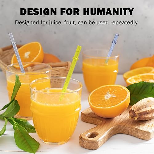 Miniatura 2 de Paquete de 24 pajitas de plástico reutilizables con purpurina, vaso duro de 11 pulgadas de largo con cepillo de limpieza, apto para lavavajillas