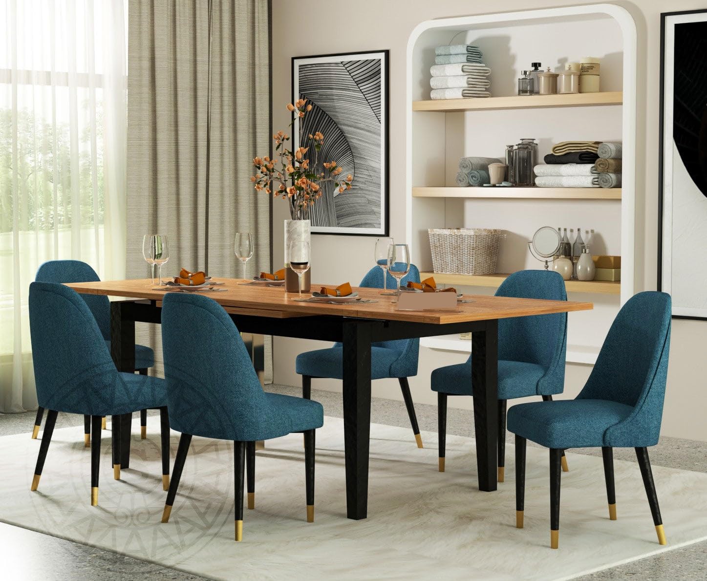 TOUCHH WOOD 6 Seater Dining Table Set Wooden Dining Table 6 Seater