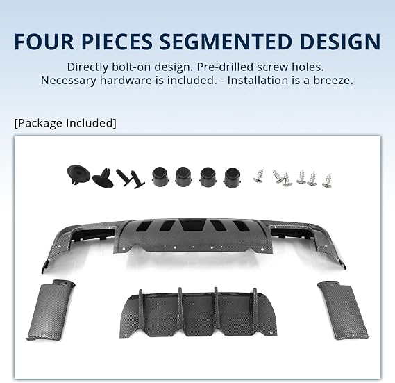 FREEMOTOR802 Rear Diffuser Fits 2015-2023 Dodge Challenger, V1 Carbon Print