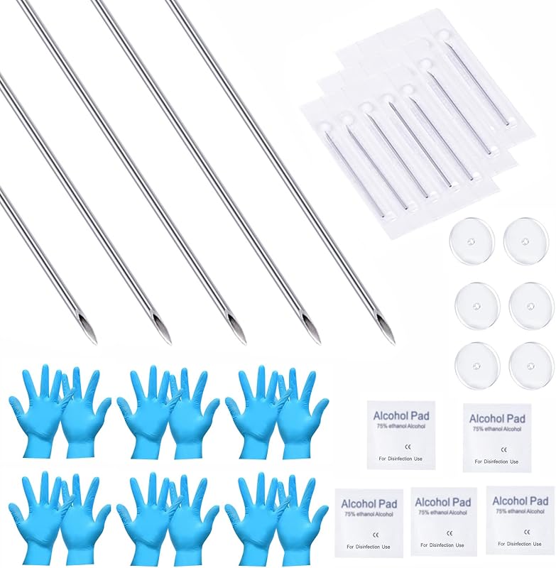 Kit de agulhas para piercing QWALIT com agulhas 20G, discos e acessórios