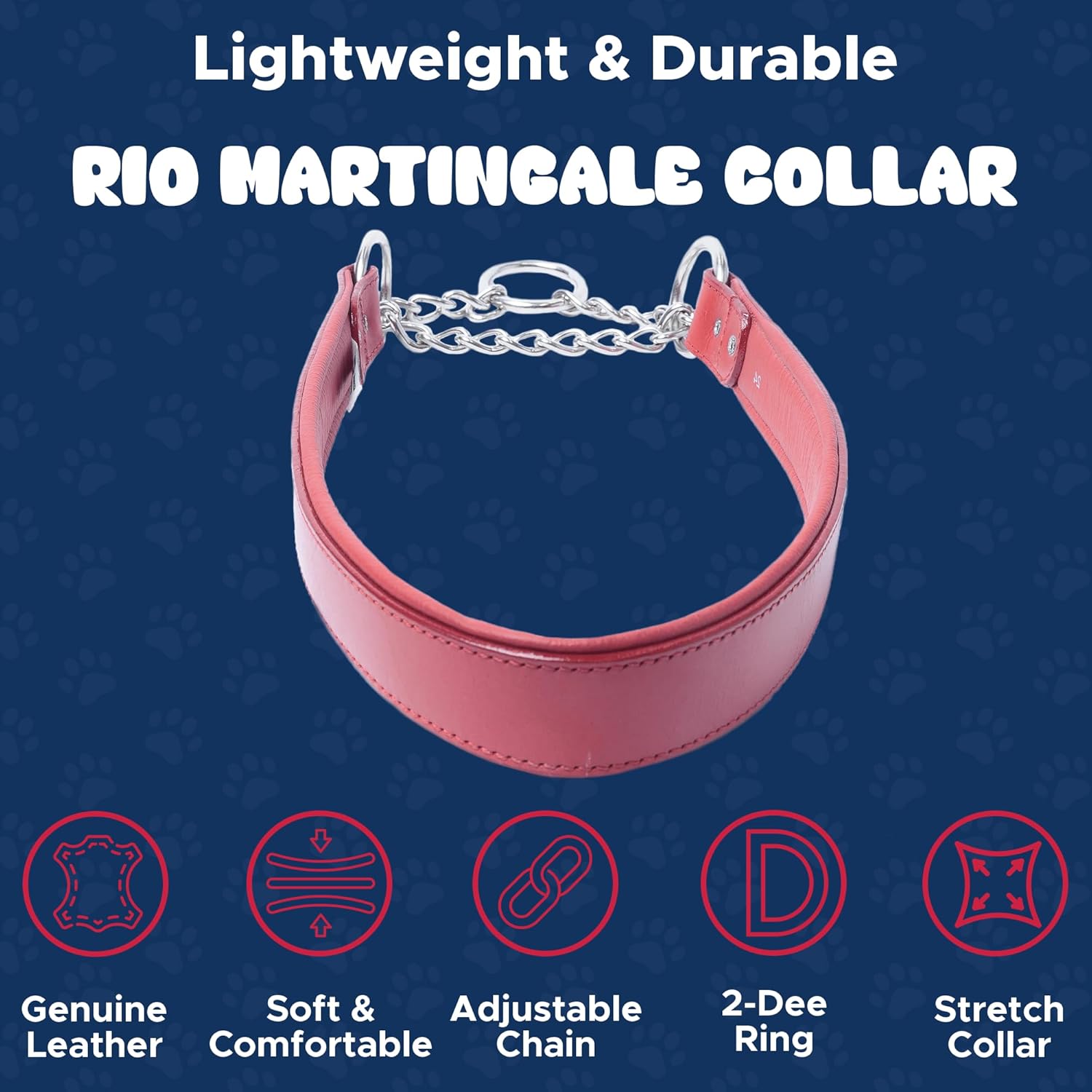 Rio Martingale Dog Collar by Angel™, 24" X 1.25" (30.5" Fully Extended), Red
