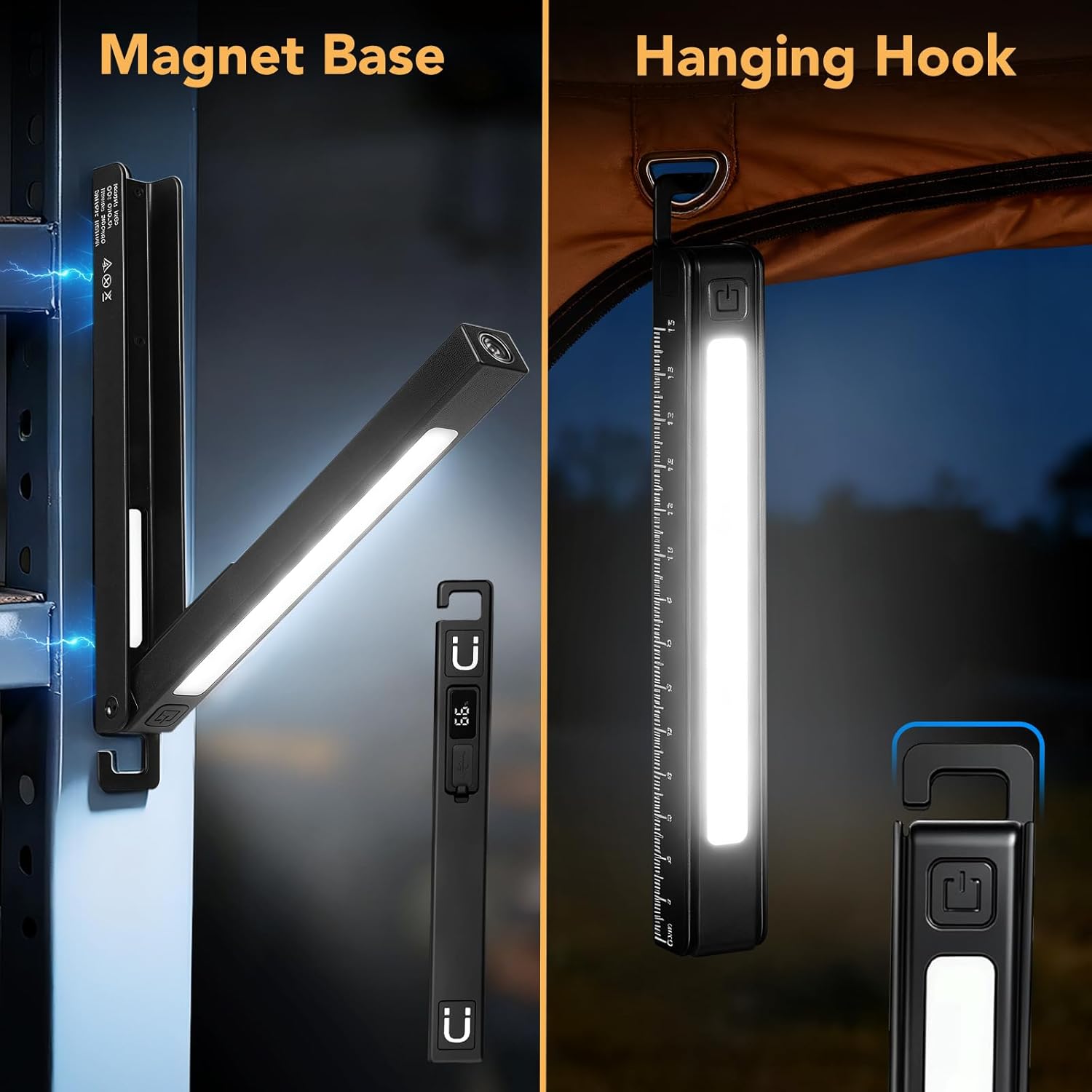 Rechargeable Work Light, LED Pen Work Light with 180° Rotate Foldable Design, Portable Work Lights Magnetic Back and Hook Work Flashlight for Car Repairing, 4 Lighting Modes, USB C Cable, Pack of 1 - Image 5