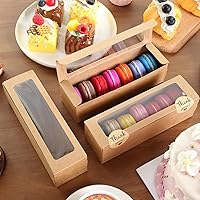 Vista 2 de Paquete de 36 cajas de macarrones para 5-7 macarrones, cajas de dulces de fresa con adhesivo para regalar (marrón)