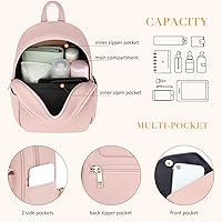 Vista 3 de ECOSUSI Mini mochila para mujer, bonita mochila pequeña con lazo, bolsa de cuero, con borla