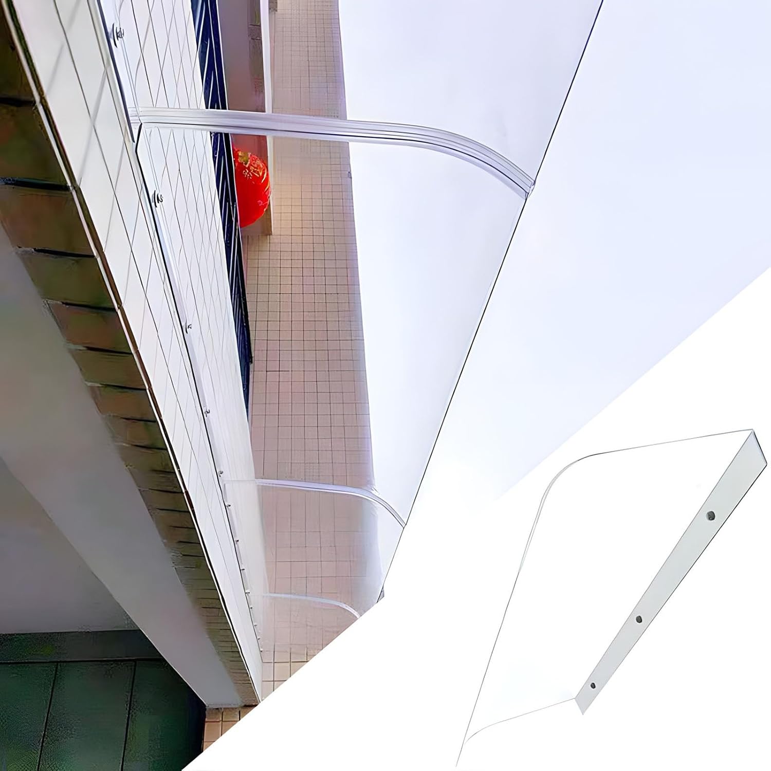 Invisible Outdoor Canopy, UV Protection Door Awning, Transparent Polycarbonate Entrance Cover, Weather-Resistant Awning for Doors & Windows (40x360cm/15.7x141.7in)