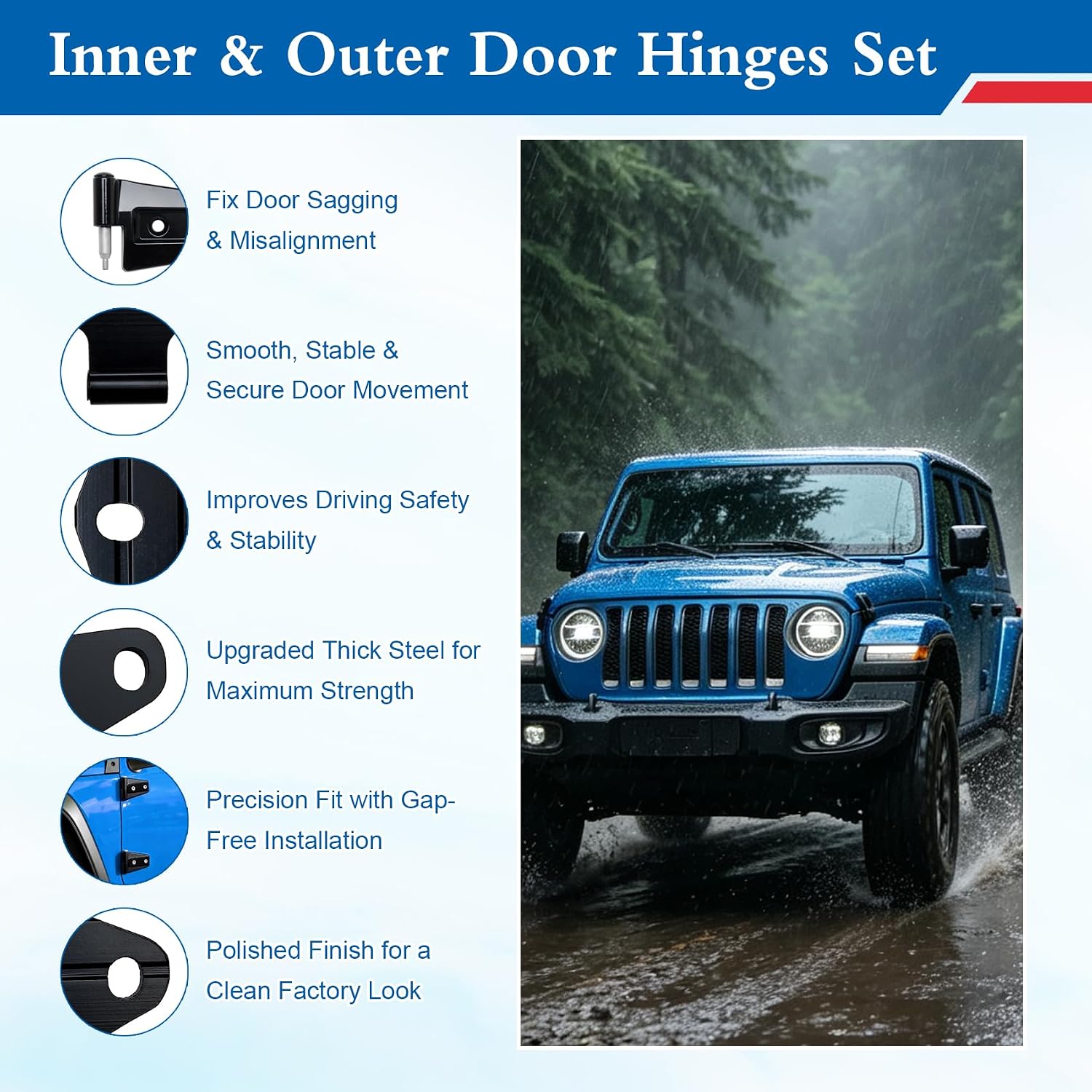 4 Door Hinge Assembly Kits Fit for 2007-2018 Jeep Wrangler JK JKU Unlimited