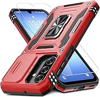 Vista 8 de DEERLAMN - Funda para Samsung Galaxy A15 5G con cubierta deslizante para la cámara + protector de pantalla (1 paquete), soporte giratorio con anillo