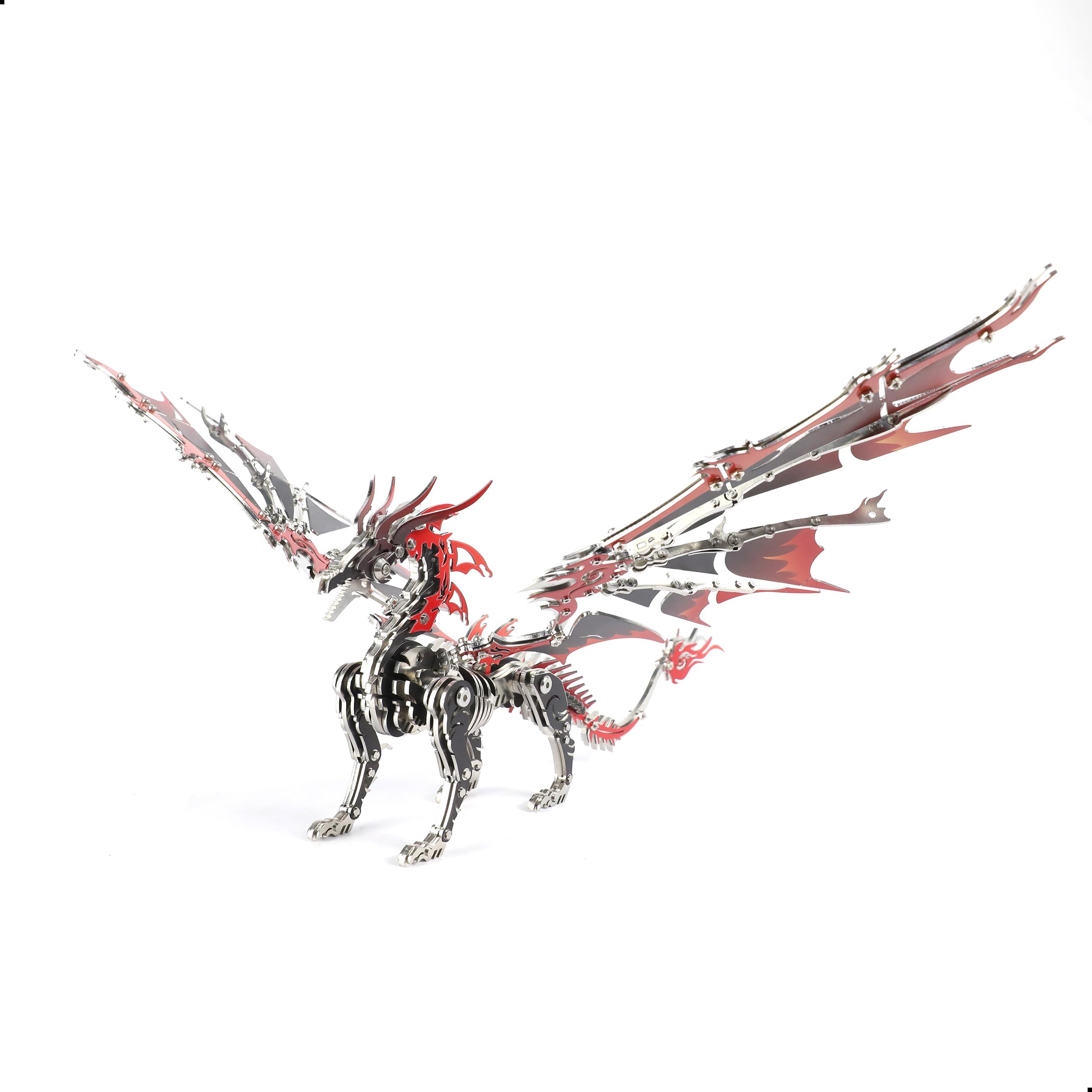 Ognisty smok 3D metalowe puzzle dla dorosłych, mechaniczny czarny i czerwony smok metalowy zestaw modeli budowlanych, trudne puzzle dla mężczyzn i fanów fantazji, wyjątkowy prezent