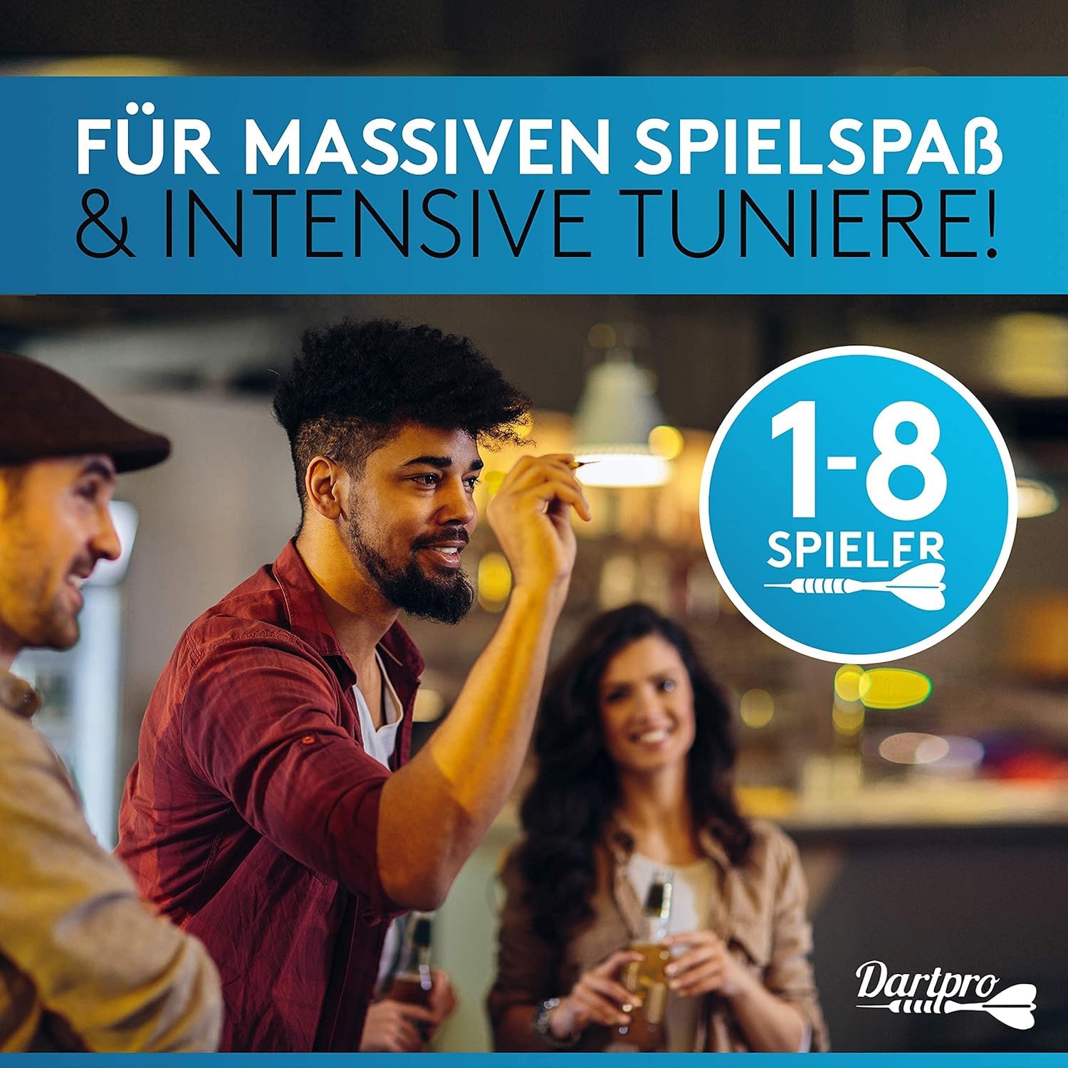 DartPro [DAS ORIGINAL] - Elektronische Dartscheibe Profi - Dartboard mit 6 Darts [kabellos nutzbar] - Innovativer Dartautomat mit 65 Varianten - Double IN & Double Out
