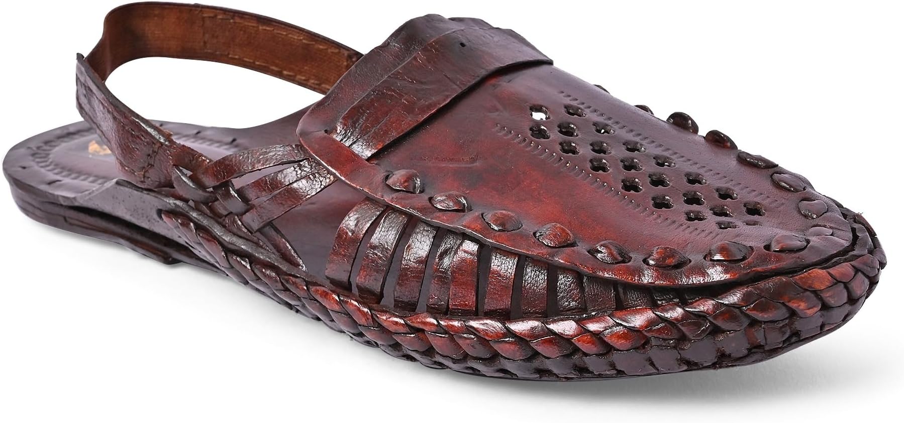 Menโs Luxury Handcrafted Genuine Leather Kolhapuri Slippers -B- E43 BROWN