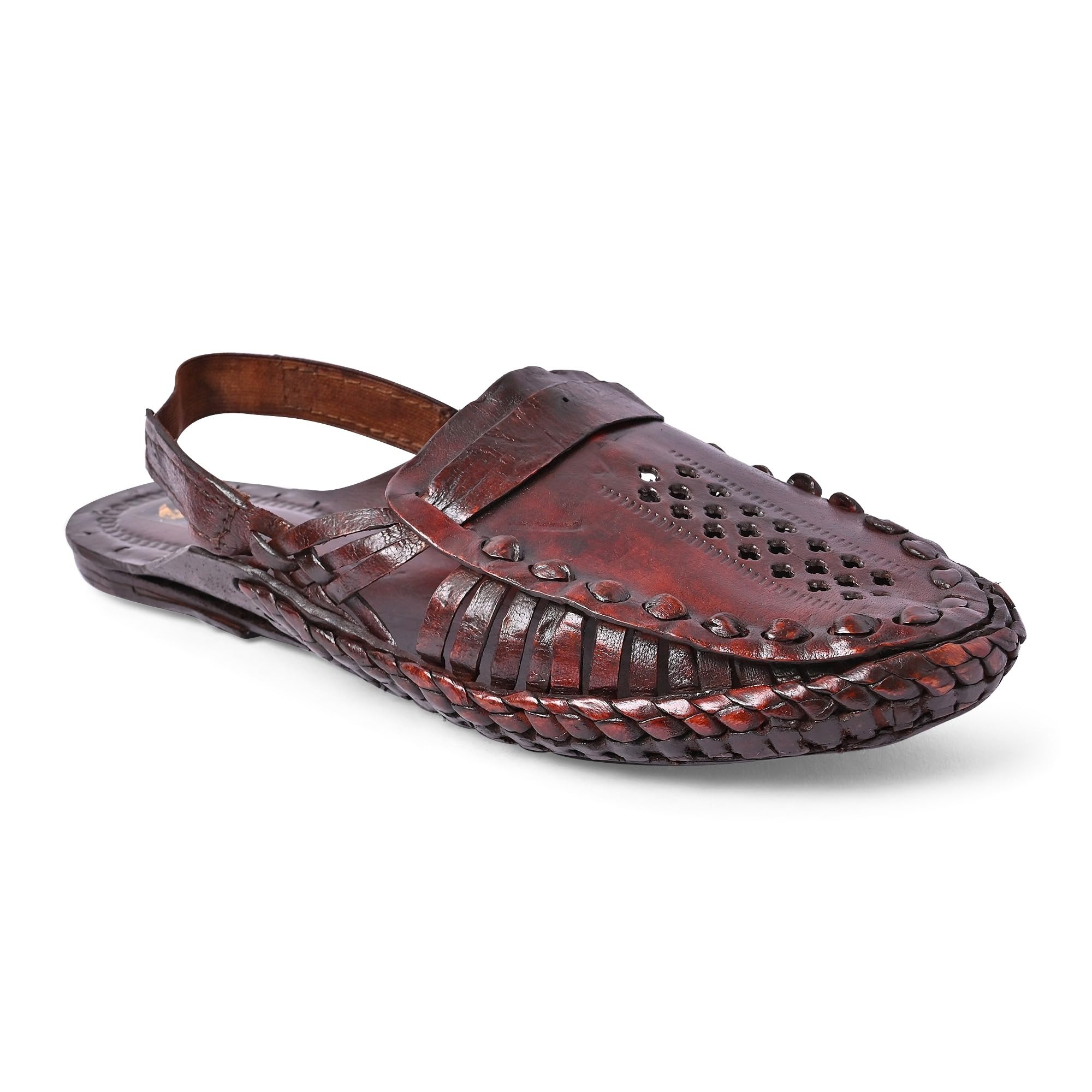 Men’s Luxury Handcrafted Genuine Leather Kolhapuri Slippers -B- E43 BROWN-image-7