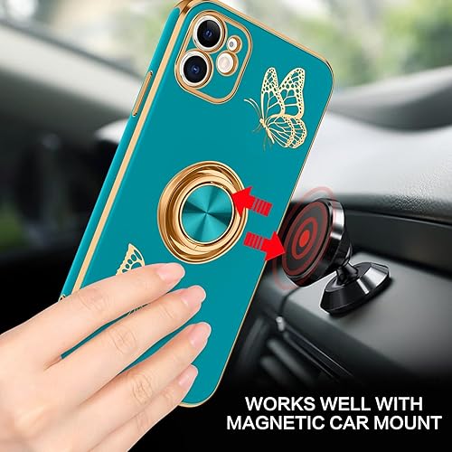 Miniatura 6 de BENTOBEN Funda para iPhone 12 Pro Max, funda para teléfono iPhone 12 ProMax, diseño de mariposa, soporte de anillo a prueba de golpes, protección