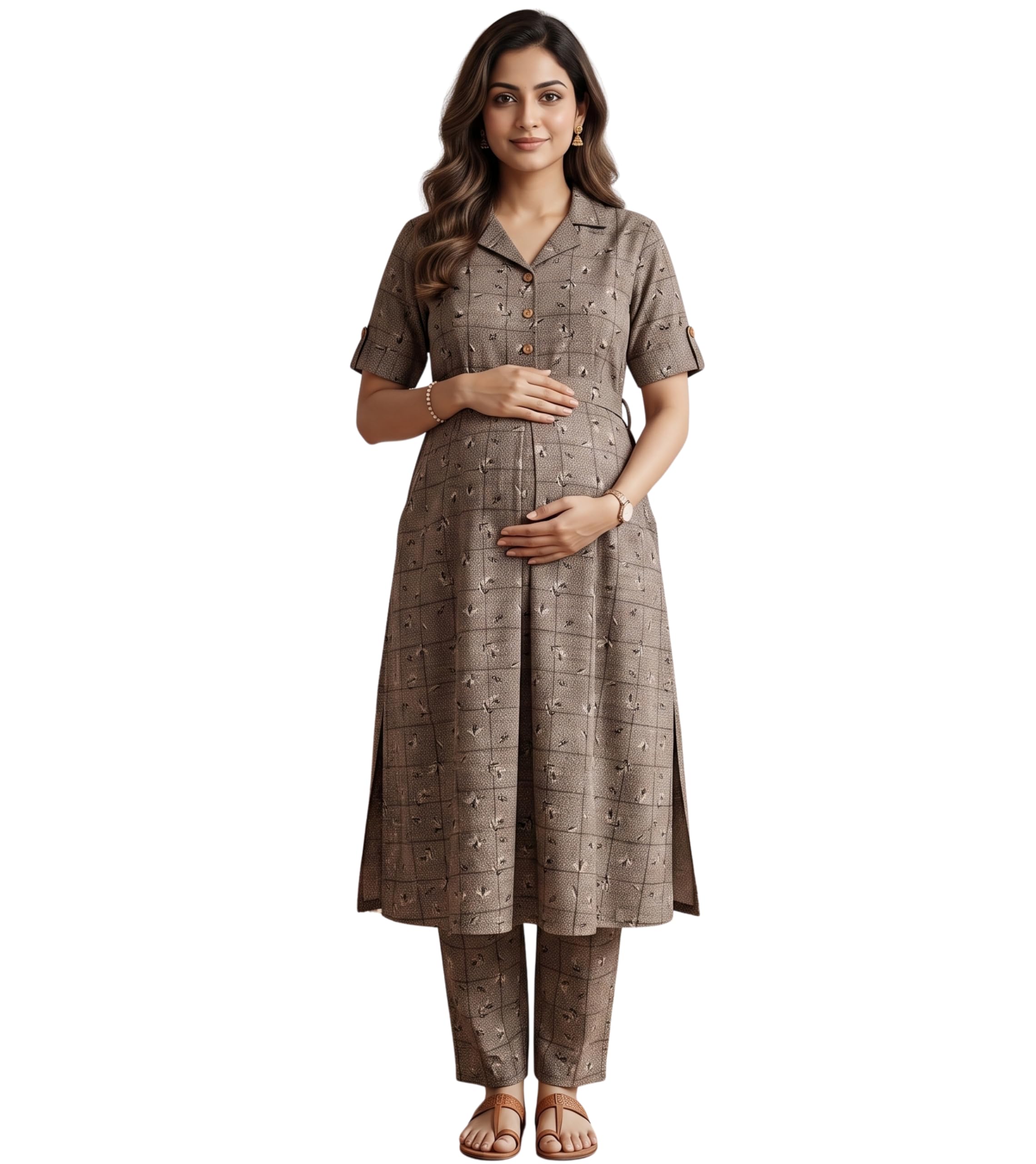 DUMMY SHAPE Feeding Dresses for Women Full Set | Cotton Blend Maternity Kurta Pant Suit with Dual Nursing Zippers, Side Pocket to Pre & Post Pregnancy | Mom to Be Gifts-image-46
