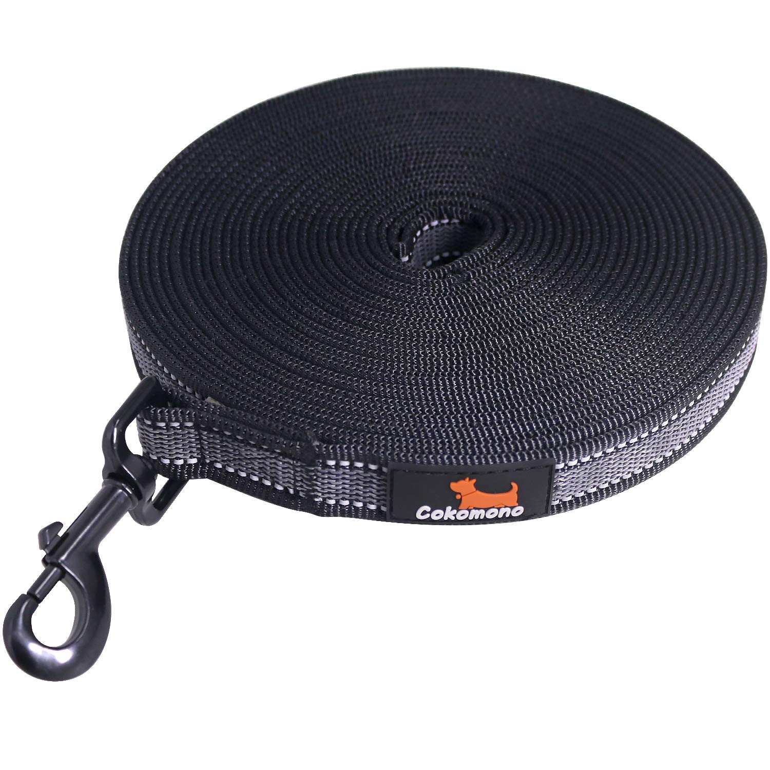 Cokomono Correa de Adiestramiento para Perros, Correa Perro Larga, Cuerda para Perros Manos Libres, Correa Resistente Fuerte para Camping Paseo, 20m Negro