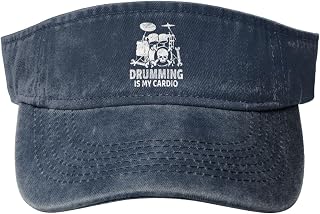 Drumming is My Cardio Sun Visor Sports Adjustable Visors Sport Wear Athletic Golf Hat for Men Women