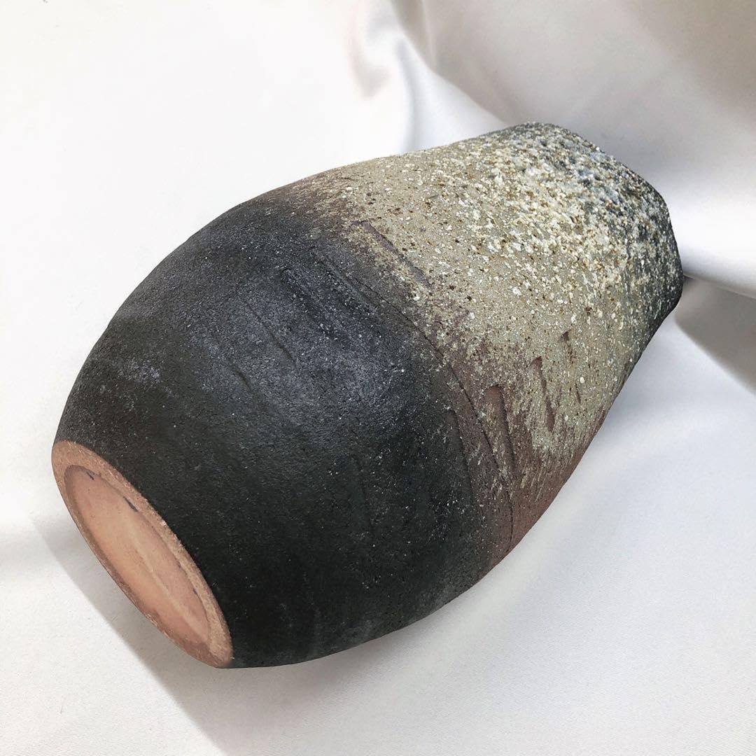 陶器の花瓶 注文 茶色と灰色のグラデーション