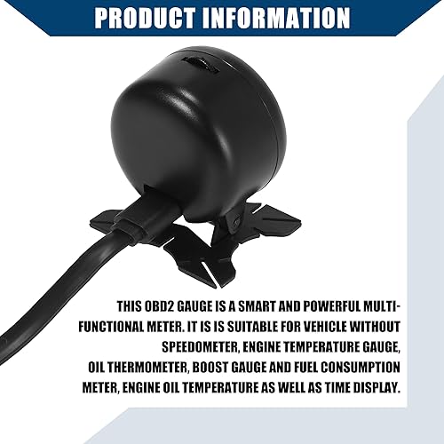 Miniatura 7 de OBDII HUD - Medidor digital multifunciónKMH MPH para exteriores, velocímetro digital, medidor de temperatura de aceite, probador de voltaje de